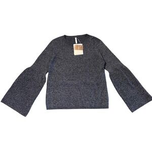 Stradivarius Women's Grey Knit Bell Sleeve Sweater Size S